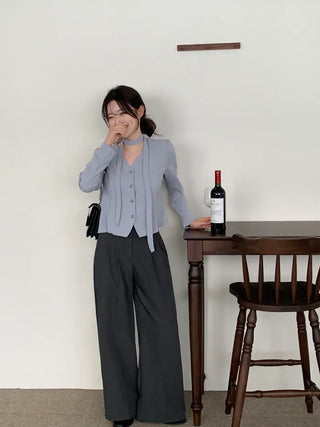 Tie jacket & blouse set