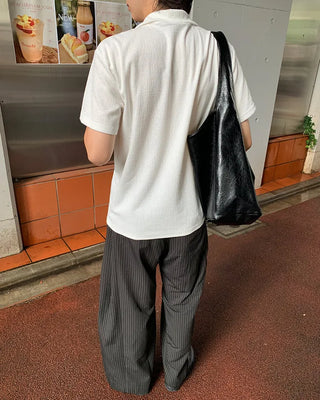 (Unisex) Striped Wide Slacks Pants