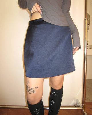 Simple satin trappé mini skirt