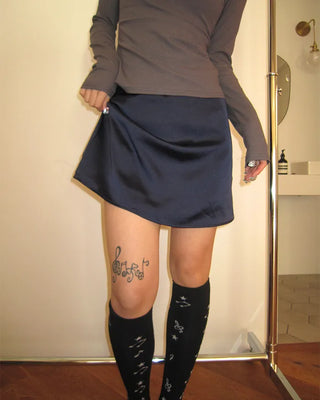 Simple satin trappé mini skirt