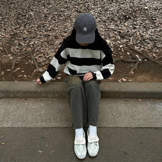 Bold Border Oversized Knit