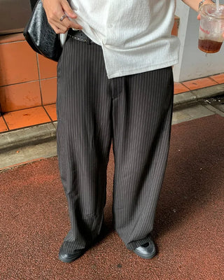 (Unisex) Striped Wide Slacks Pants