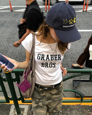 Lettering of Long Cap Sleeve T-Shirt