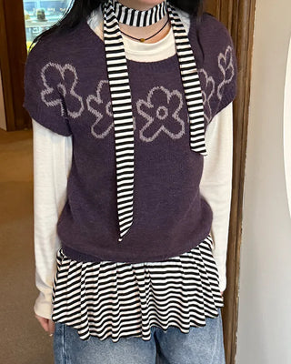 Floral short-sleeved knit