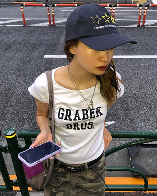 Lettering of Long Cap Sleeve T-Shirt