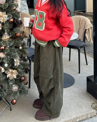 Slash Yoke Corduroy Fleece Easy Pants