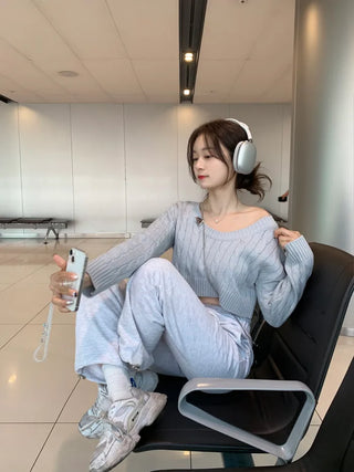 Round neck cropped twist knit (5 colors)