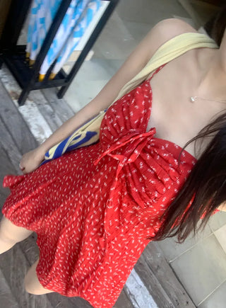 Shirred heart neck camisole dress (3 colors)