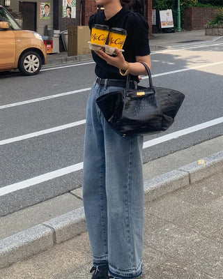 Puff Basic Round Neck Short Sleeve Knit