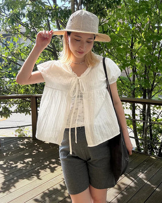 Easy High-Waisted Ribbed Shorts