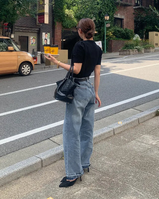 Puff Basic Round Neck Short Sleeve Knit