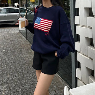 (Unisex) USA Logo Oversized Knit