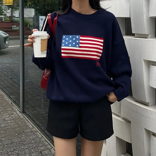 (Unisex) USA Logo Oversized Knit