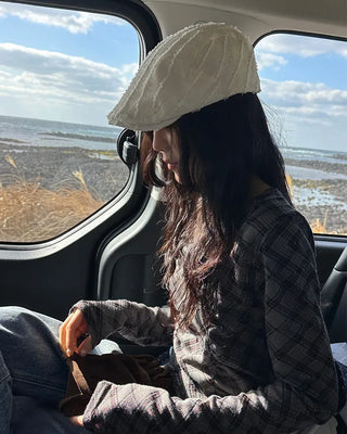 Checkered scarf T-shirt