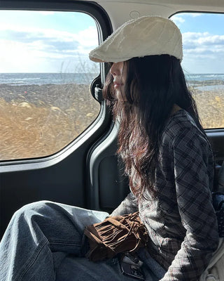 Checkered scarf T-shirt