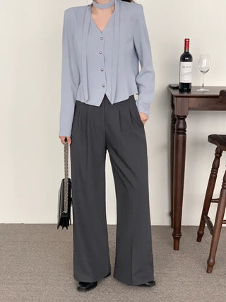 Tie jacket & blouse set