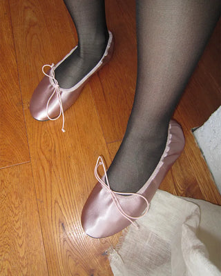 Satin gathered heel flat shoes