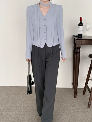 Tie jacket & blouse set