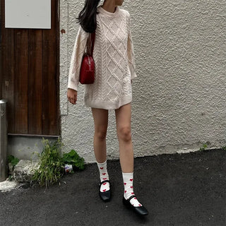 Oversized long cable knit sweater
