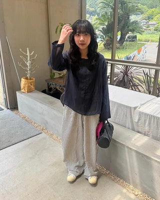 2-Way Center Seam Strap Linen Blouse