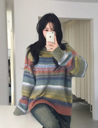 Striped round neck knit