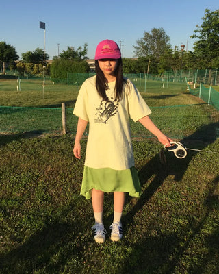 Center Yoke Asymmetrical Satin Skirt