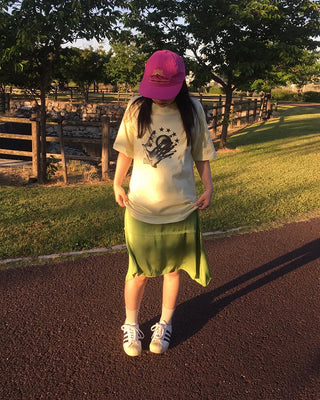 Center Yoke Asymmetrical Satin Skirt