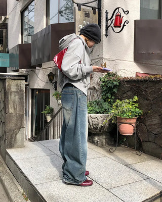 Cropped double-zip hoodie