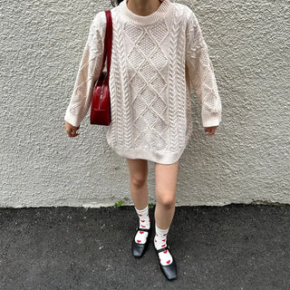 Oversized long cable knit sweater