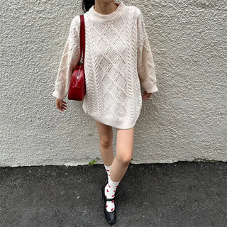 Oversized long cable knit sweater
