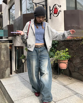 Cropped double-zip hoodie