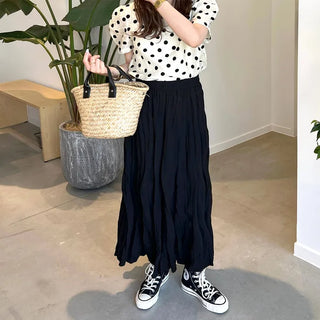 Crinkle pleated long skirt