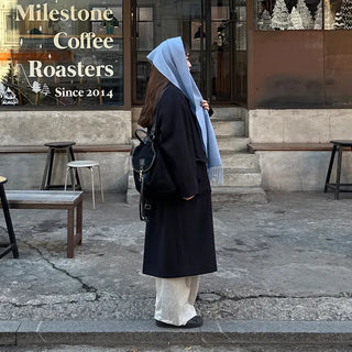 Oversized Collar Long Coat