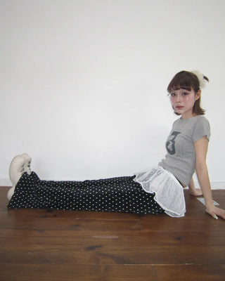 Polka Dot Bootcut Ribbed Pants