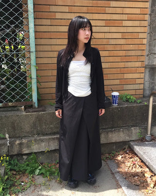 Center Cross Nylon Long Skirt