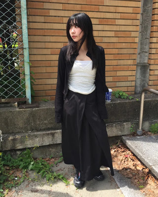 Center Cross Nylon Long Skirt