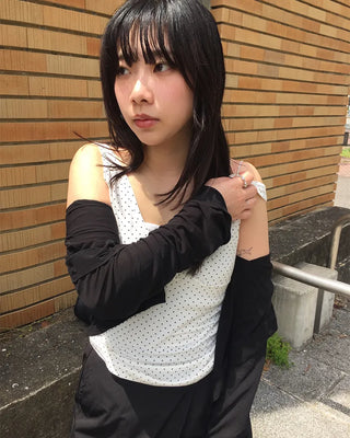 Surplice neck pindot tank top