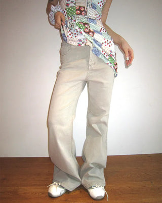 Double studded belt set with bootcut cotton pants