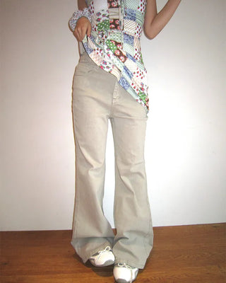 Double studded belt set with bootcut cotton pants