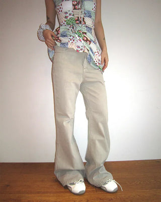 Double studded belt set with bootcut cotton pants