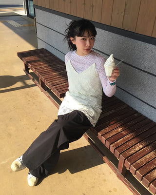 Wrap-waist nylon slacks