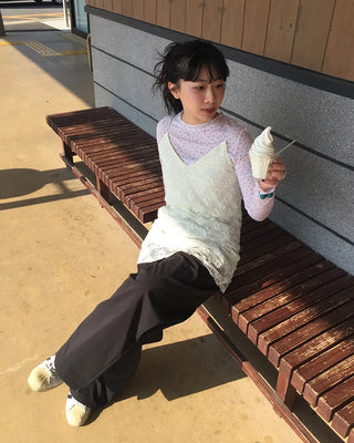 Wrap-waist nylon slacks