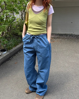 Cotton pants with elastic waistband