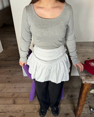 Jewel neck simple long T-shirt