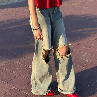 Vintage wide-leg denim pants