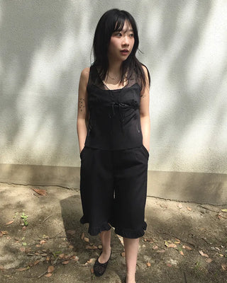 Pindot border sheer bustier