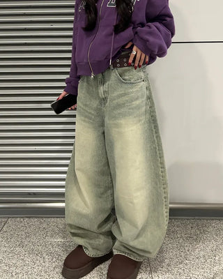 Super wide balloon green jeans