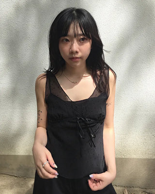 Pindot border sheer bustier
