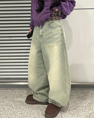 Super wide balloon green jeans