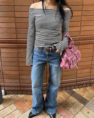 Low-rise straight denim pants